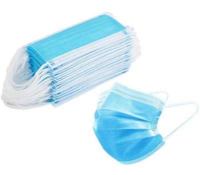 Маска одноразовая трехслойная 100 шт синяя с мельтблауном Маска одноразовая трехслойная 100 шт синяя с мельтблауном