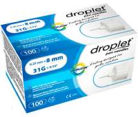 Иглы инсулиновые для шприц-ручек Droplet 8 мм, 100 шт Иглы инсулиновые для шприц-ручек Droplet 8 мм, 100 шт