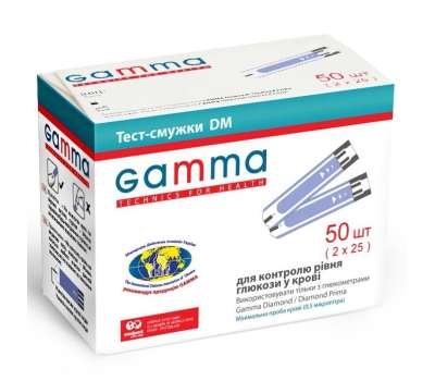 Тест-полоски для глюкометра Gamma Diamond, Diamond Prima - Gamma DM 50шт. Тест-полоски для глюкометра Gamma Diamond, Diamond Prima - Gamma DM 50шт.