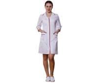 Халат медицинский женский "Ольга" рукав 3/4 красный кант