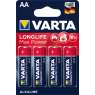 Батарейки Varta Longlife Max Power Alkaline АА,LR6|1.5v, пальчиковые 4шт